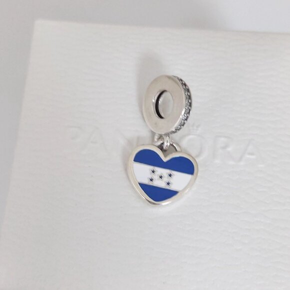 Pandora Honduras Flag Heart Exclusive Dangle Charm S925 Silver with box - Picture 4 of 8